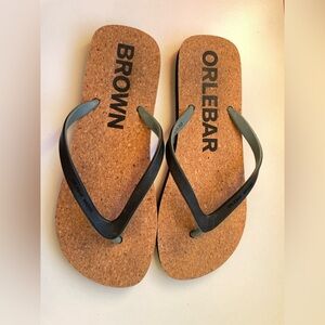 Orlebar Brown Haston Flip Flops Black Rubber Cork Sandals 10.5/11